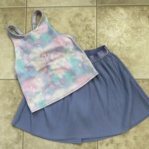 Girls XL Pastel Tie-Dye Crop Top + Skort Set – Y2K Athleisure Matching Outfit